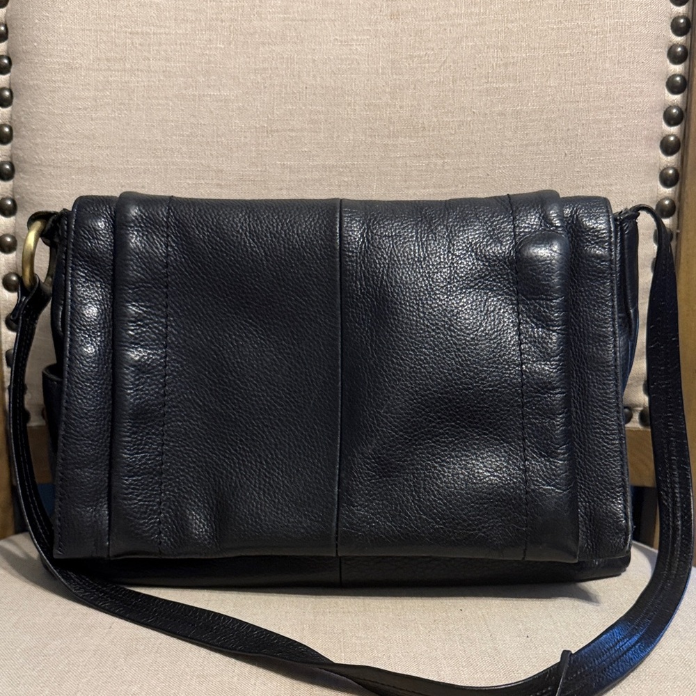 Vintage Rolfs Black Leather Shoulder Bag